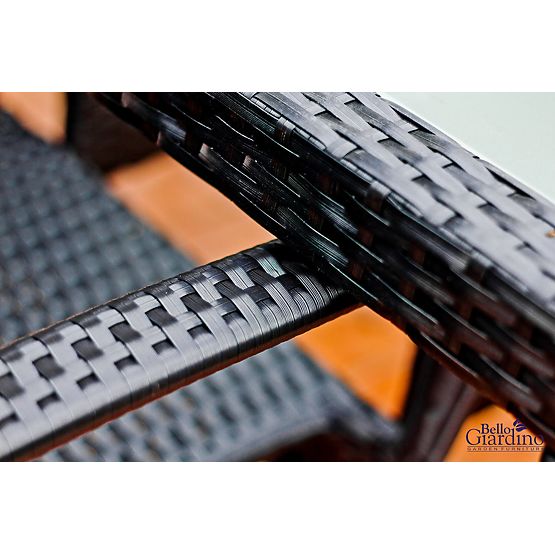 Zestaw mebli jadalnianych z technoratanu (stół 150×90 cm + 6 × krzesła) AVVICENTE, czarny