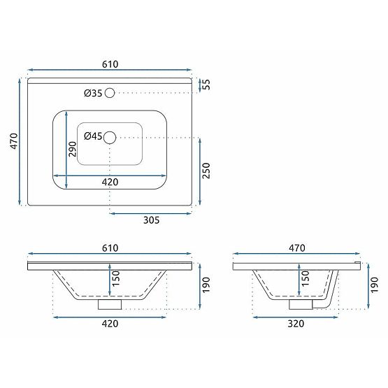 Zestaw mebli łazienkowych z umywalką Mario 60cm Biały