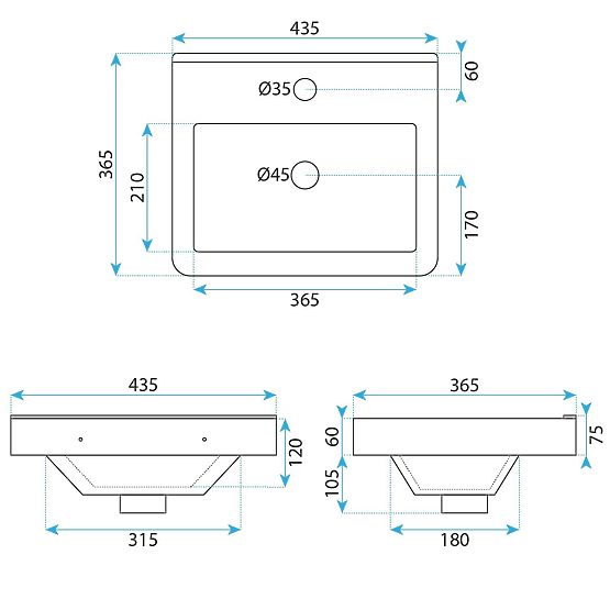 Zestaw mebli łazienkowych z umywalką Molly 40 cm Szary