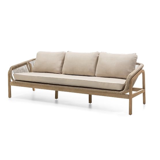 Zestaw mebli ogrodowych Belpasso, plecionka, drewno eukaliptusowe FSC, wygląd teakowy, jasnobeżowy