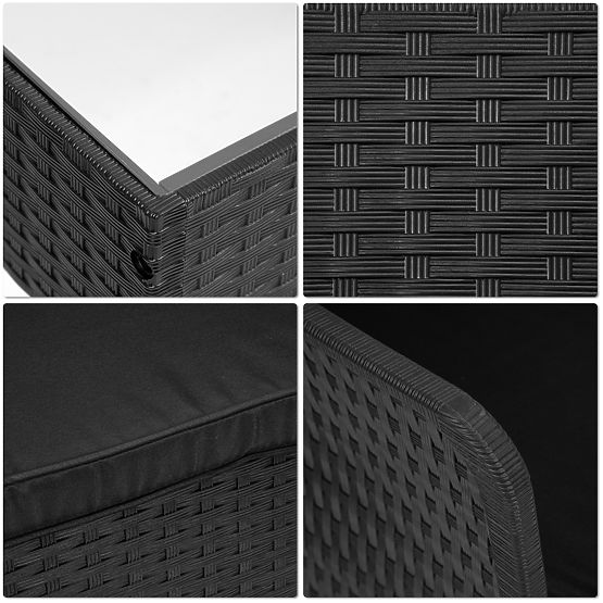 Zestaw mebli ogrodowych CAMELIA czarny czarne poduszki