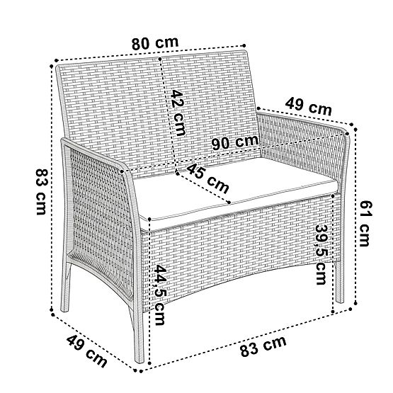 Zestaw mebli ogrodowych CAMELIA czarny czarne poduszki