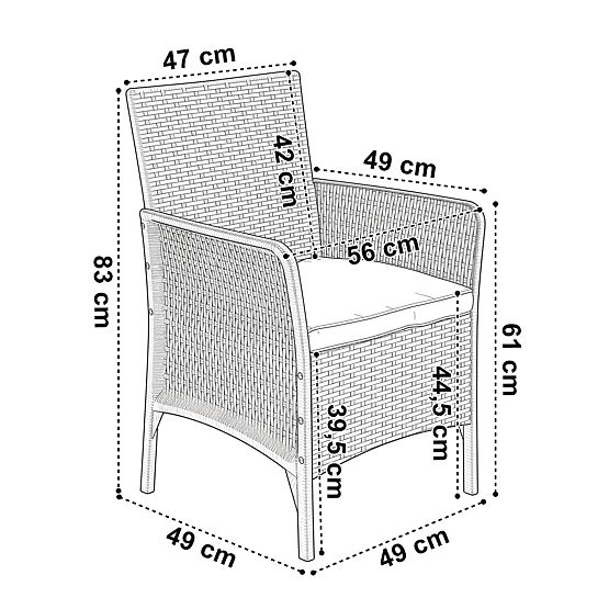 Zestaw mebli ogrodowych CAMELIA czarny czarne poduszki