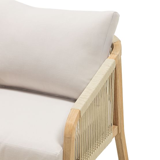 Zestaw mebli ogrodowych Castello, plecionka, drewno akacjowe FSC, wygląd teakowy, beżowy