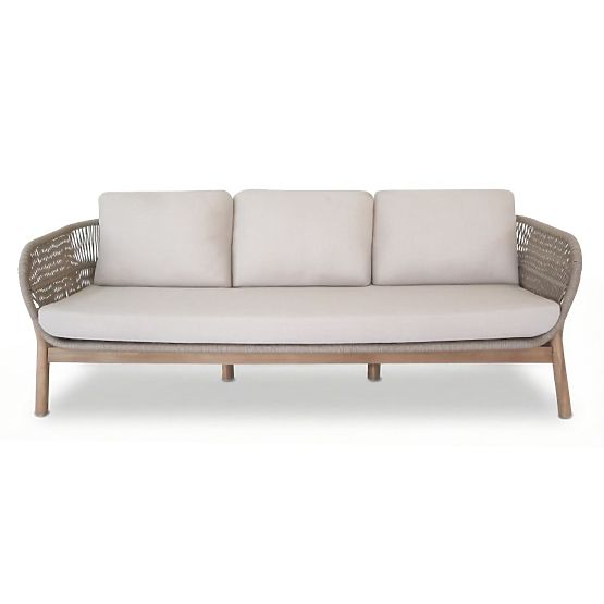 Zestaw mebli ogrodowych Fiorentino 2 wygląd teakowy, plecionka, jasne drewno akacjowe FSC, beżowy, z