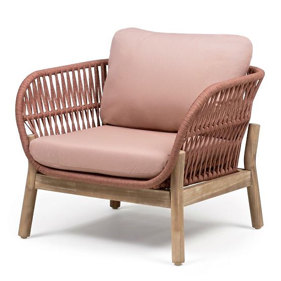 Zestaw mebli ogrodowych Fiorentino wygląd teakowy, plecionka, jasne drewno akacjowe FSC, terakota, z