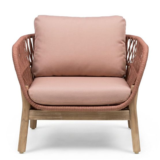 Zestaw mebli ogrodowych Fiorentino wygląd teakowy, plecionka, jasne drewno akacjowe FSC, terakota, z