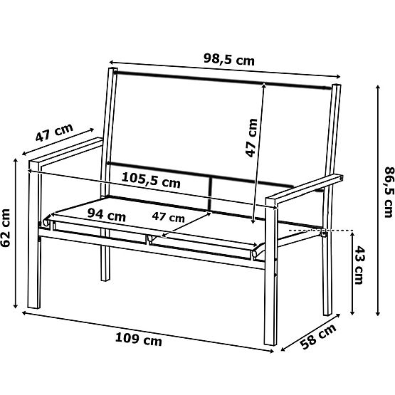 Zestaw mebli ogrodowych GRACIOSA BLACK