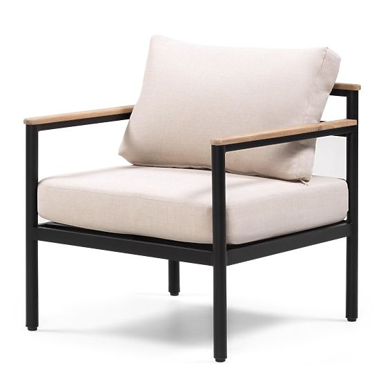 Zestaw mebli ogrodowych Porticello, aluminiowy, drewno akacjowe FSC, wygląd teakowy, beżowy/czarny