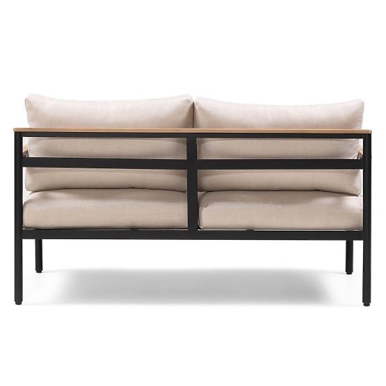 Zestaw mebli ogrodowych Porticello, aluminiowy, drewno akacjowe FSC, wygląd teakowy, beżowy/czarny