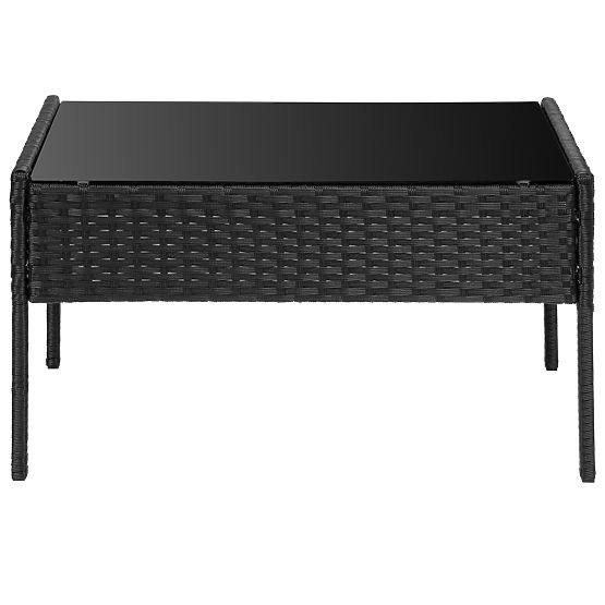 Zestaw mebli ogrodowych z technoratanu MAGNOLIA czarny z szarymi poduszkami