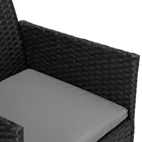 Zestaw mebli ogrodowych z technoratanu MAGNOLIA czarny z szarymi poduszkami