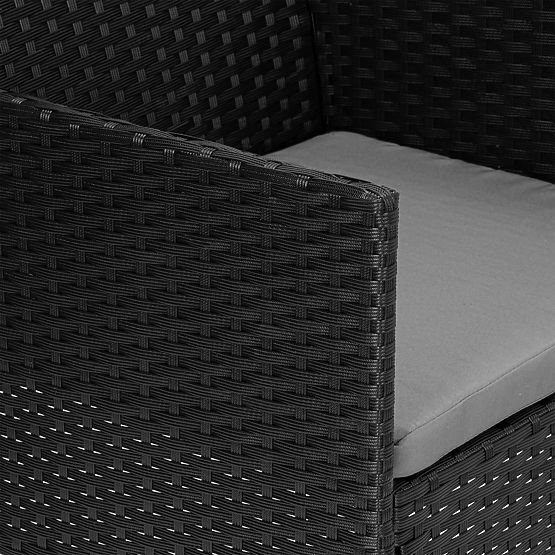 Zestaw mebli ogrodowych z technoratanu MAGNOLIA czarny z szarymi poduszkami