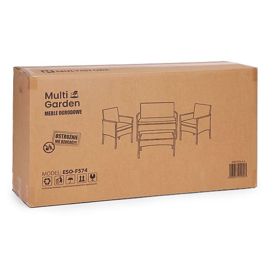 Zestaw mebli ogrodowych z technorattanu ławka stół krzesła czarny MultiGarden