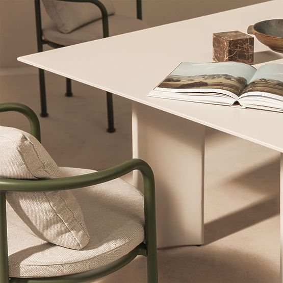 Zestaw ogrodowy Amarello, stół 220 cm + 6 krzeseł, aluminiowy, jasnobeżowy/zielony