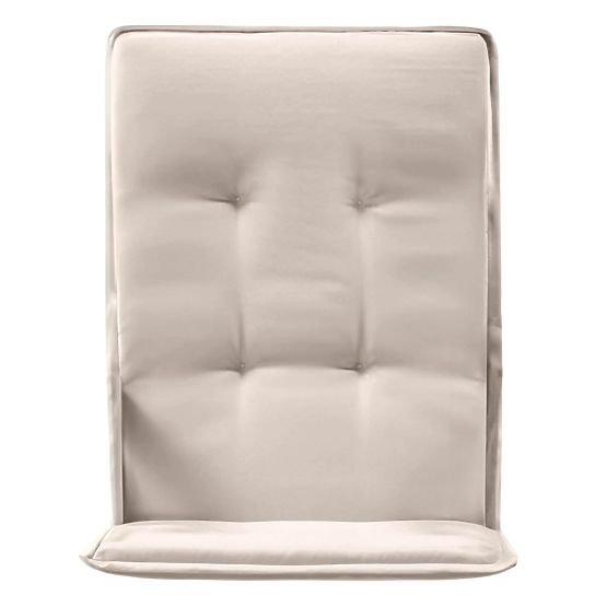 Zestaw ogrodowy Familis stół 160 cm + 4 krzesła z regulowanymi oparciami i jasnoszarymi poduszkami