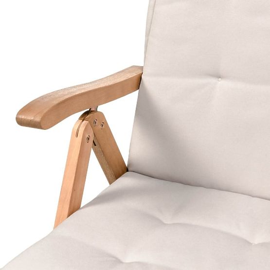 Zestaw ogrodowy Familis stół 160 cm + 6 krzeseł z regulowanymi oparciami i jasnoszarymi poduszkami