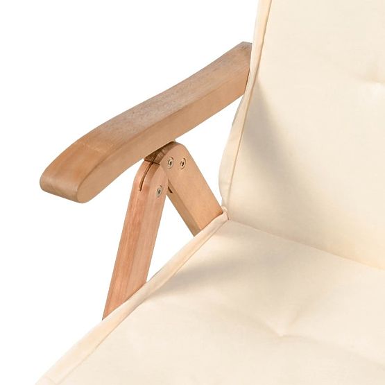 Zestaw ogrodowy Familis stół 160 cm + 6 krzeseł z regulowanymi oparciami i kremowymi poduszkami, dre