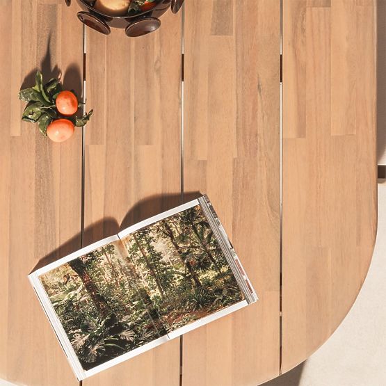 Zestaw ogrodowy Satori II, stół 240 cm + 6 krzeseł, drewno akacjowe FSC, wygląd teakowy, beżowy, zao