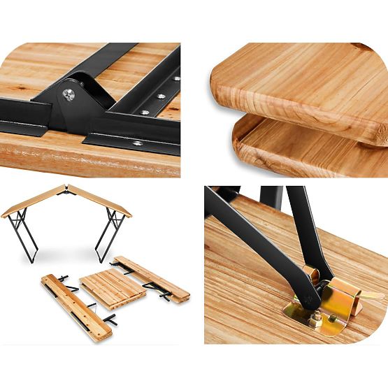 Zestaw ogrodowy stalowo-drewniany PORTER stół 170 cm + 2 ławki