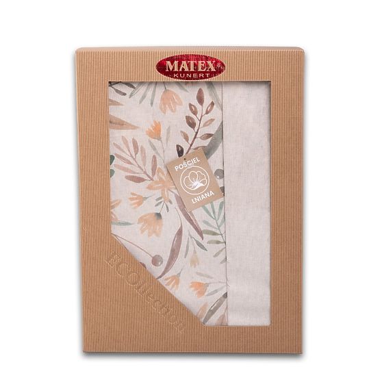 Zestaw pościeli LINEN- leaves 220x200 + 2x 70x80