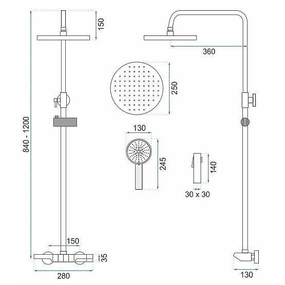 Zestaw prysznicowy REA Savio z wyświetlaczem LED Titan