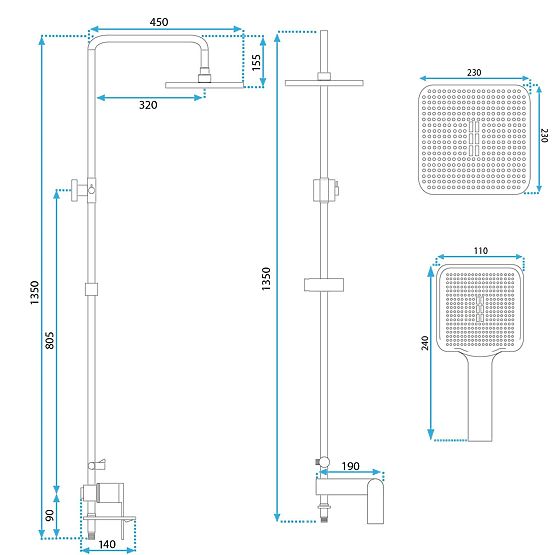 Zestaw prysznicowy REA STORM ZŁOTY SZCZOTKOWANY