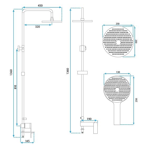 Zestaw prysznicowy Rea Veneta Złoty Szczotkowany