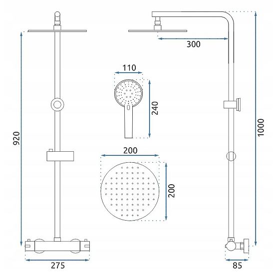 Zestaw prysznicowy z termostatem REA Bliss złoty szczotkowany
