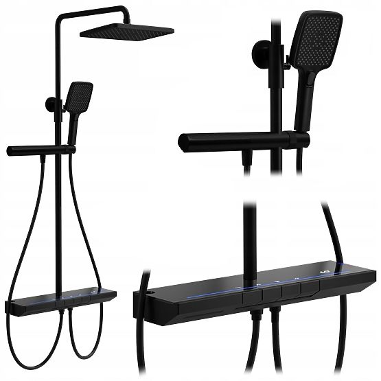 Zestaw prysznicowy z termostatem REA Pedro Czarny