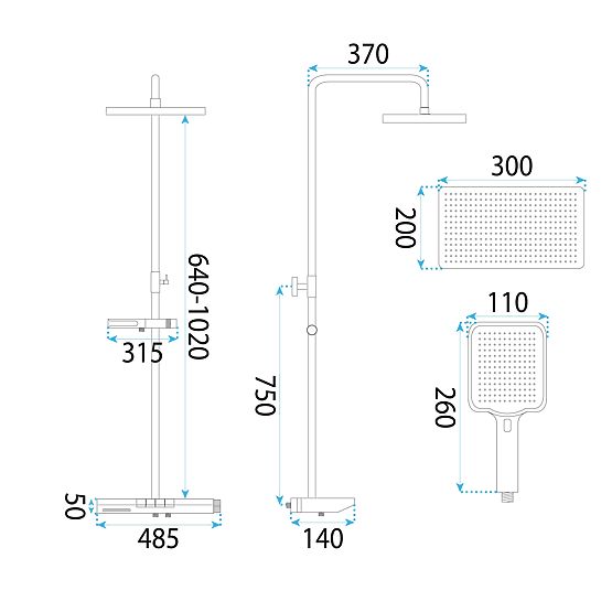 Zestaw prysznicowy z termostatem REA Pedro Czarny