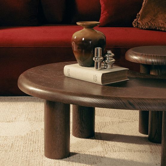 Zestaw stolików Sirocco, ciemny dąb, zaokrąglone kształty