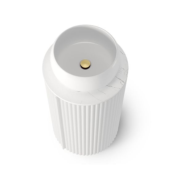 Zestaw szafka z blatem i umywalką La promessa 40 cm, żłobiona, zaokrąglona, biała