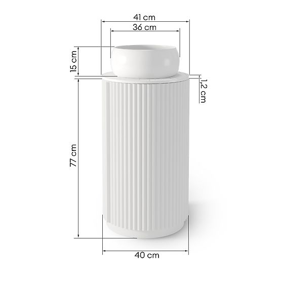 Zestaw szafka z blatem i umywalką La promessa 40 cm, żłobiona, zaokrąglona, biała