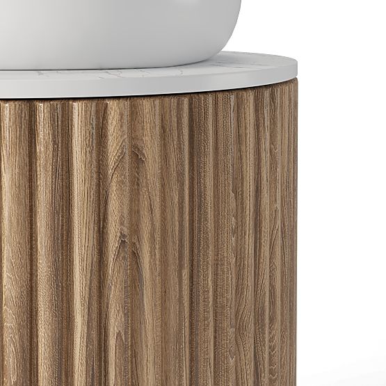Zestaw szafki z blatem i umywalką La promessa 40 cm, żłobkowany, zaokrąglony, dąb/biały