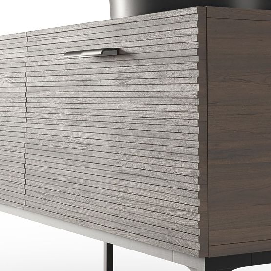 Zestaw szafki z umywalką La Purete 120 cm, żłobkowana, orzech/czarny