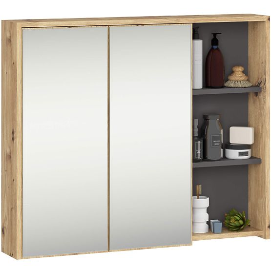 ZESTAW WISZĄCYCH MEBLI ŁAZIENKOWYCH VAMI DĄB ARTISAN / GRAFITOWY SZARY