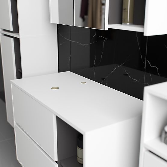 ZESTAW WISZĄCYCH MEBLI ŁAZIENKOWYCH Z OTWORAMI VAMI BIAŁY / GRAFITOWY SZARY