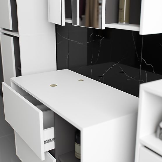 ZESTAW WISZĄCYCH MEBLI ŁAZIENKOWYCH Z OTWORAMI VAMI BIAŁY / GRAFITOWY SZARY