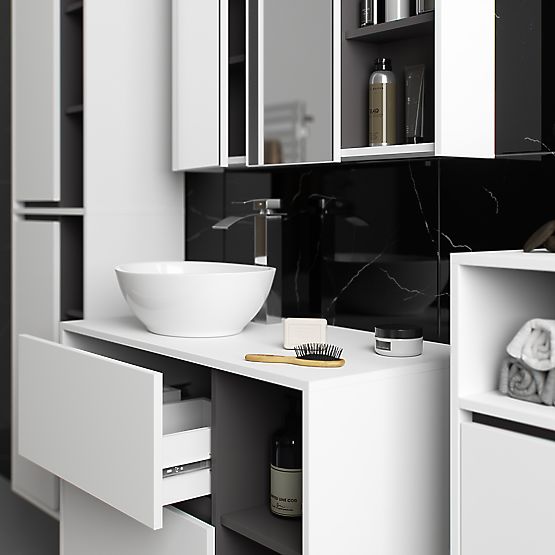 ZESTAW WISZĄCYCH MEBLI ŁAZIENKOWYCH Z OTWORAMI VAMI BIAŁY / GRAFITOWY SZARY