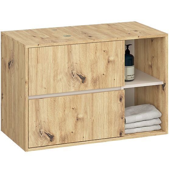 ZESTAW WISZĄCYCH MEBLI ŁAZIENKOWYCH Z OTWORAMI VAMI DĄB ARTISAN / KASZMIR