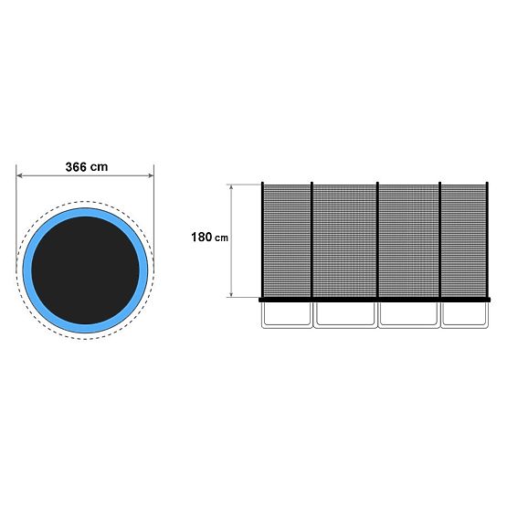 Zewnętrzna siatka na trampolinę 366 cm 12 ft/8 słupków