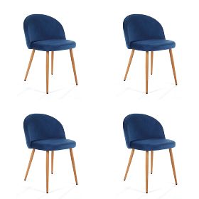 4 x Krzesło tapicerowane welurem SJ.075 Granatowe