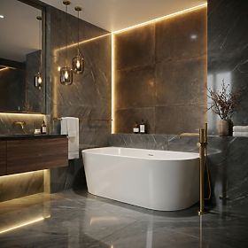 Akrylowa wanna ścienna OLIMPIA 150 cm, Rea