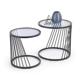 ANTILLA zestaw 2 stolików czarny / dymiony (1p=1szt), Halmar