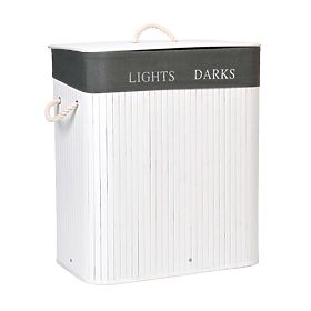 Bambusowy kosz na pranie 2 komory biało-szary