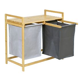 Bambusowy kosz na pranie lub zabawki HANOI 2 przegrody DUO KOLOR