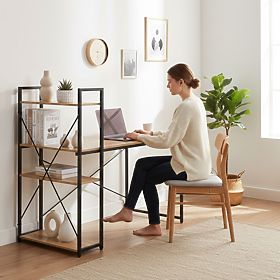 Biurko komputerowe szkolne 120x60 cm z regałem z 3 półkami loft jasny dąb ModernHome, MODERNHOME