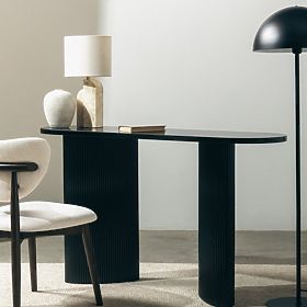 Biurko/konsola Pauline 140 cm, czarna, lamele, lectus