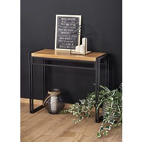 BOLIVAR KN1 konsola dąb złoty / czarny (1p=1szt), Halmar